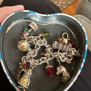 Brighton Silver Charm Bracelet with Gold and Red Accents